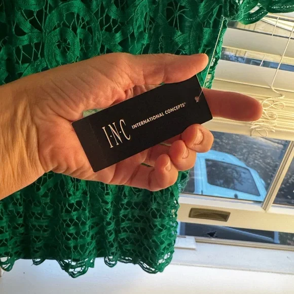 INC International Concepts Vibrant Green Lace Dress - Picture 2 of 2